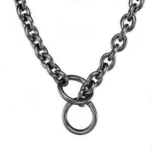 Schwere 15mm Edelstahl Haustier Hundekette Metall Würgehalsband schwarz O Ring Haustier