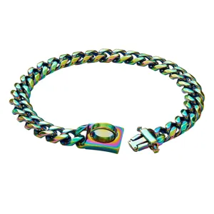 Collane Cani Catena Maglia Cubana Acciaio Inossidabile 15mm Colorato Robusto Metallo