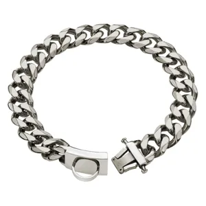 Stainless steel cuban link dog collar 19mm heavy duty metal pet chain with secure buckle.