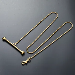 4mm stainless steel pet dog leash with durable metal bone handle and chain detail view
