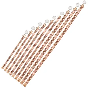 Collare per cani in acciaio inossidabile oro rosa catena cubana larghezza 15mm