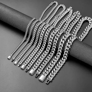 Stainless Steel Cuban Link Chain Detailed View Jewelry Polish Finish Secure Flip Clasp Design