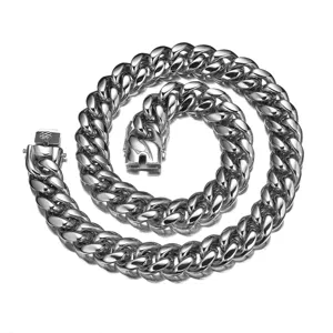Steel Cuban Link Chain Hip-Hop Stainless Steel Necklace Heavy Metal Style Main View