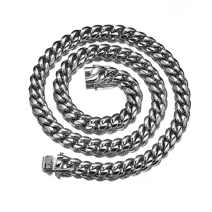 Stainless steel Cuban link chain for men hip hop heavy thick silver choker necklace jewelry