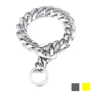 Heavy Duty Stainless Steel Dog Chain Collar Cuban Link Metal Pet Collar For Medium Large Dogs Gold Silver Pet Supplies