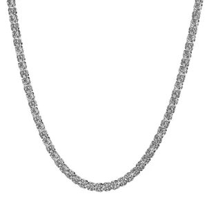 Close-up detail of the intricate silver Byzantine chain link texture, crafted from durable stainless steel.