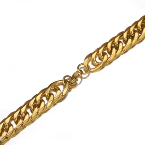 Stainless steel gold chunky cuban link chain necklace for men fashion jewelry accessory