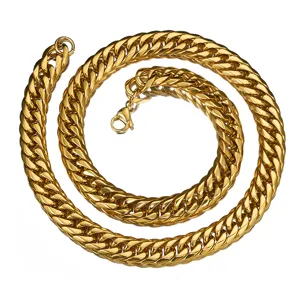 Men's Stainless Steel Cuban Link Necklace Thick Heavy Chain Polished European American Style Fashion Jewelry