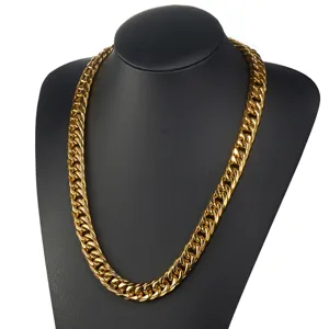 Men stainless steel gold cuban link chain necklace heavy thick choker hip hop jewelry