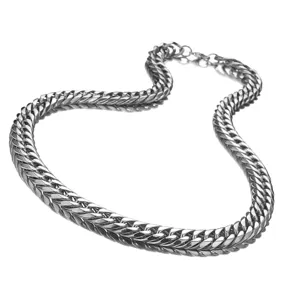 Heavy stainless steel chain necklace for men, thick silver tone metallic link jewelry style.