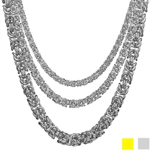 Men Stainless Steel Byzantine Chain Necklace Heavy Metal Link Chain Hip Hop Fashion Jewelry