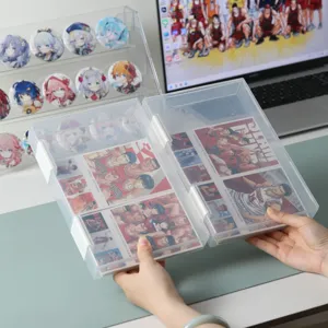 Scatola Portaoggetti Trasparente per Carta A5 in Stile Giapponese Organizer per Schede da Scrivania con Coperchio e Fibbia Custodia in Plastica