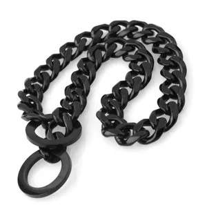 Black stainless steel heavy duty chunky chain dog collar or fashion statement necklace.