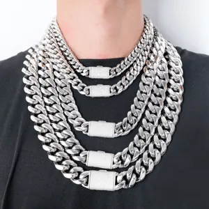 Stainless Steel Cuban Chain Necklace Hip Hop Heavy Link Chain Statement Jewelry Gift For Men And Women
