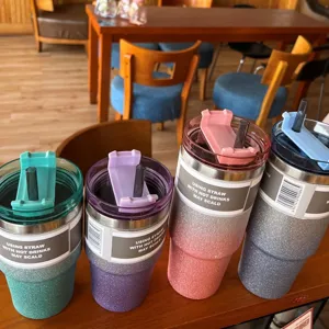 Large Capacity Stainless Steel Vacuum Insulated Tumbler With Straw Glitter Diamond Paint Travel Coffee Mug For Car Office