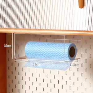 Portarrollo de papel colgante de acrílico transparente para cocina y baño caja organizadora.