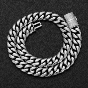 Men hip hop heavy Cuban link chain necklace with iced out letter H flip clasp jewelry