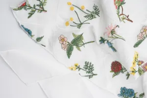 Floral embroidered cotton triangle scarf stylish women breathable neckerchief accessory