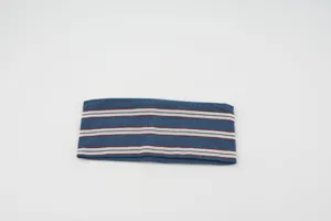 Blue and white striped elastic knitted headband for sports and yoga, comfortable and soft.
