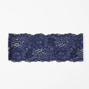 Dunkelblaue elastische Spitzenborte Kopfband, hohles Blumen-Design für Haarschmuck und Basteln.