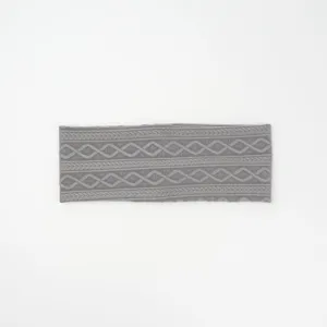 Grey knitted headband, elastic cable knit hair band for women, soft winter hair accessories