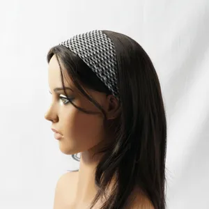 Women stylish black and white houndstooth elastic headband fashion hair accessory for daily wear