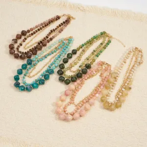 Bohemian Meerlaagse Kralenketting Vintage Legering Geometrische Sleutelbeenketting Strand Feest Sieraden Cadeau Voor Vrouwen