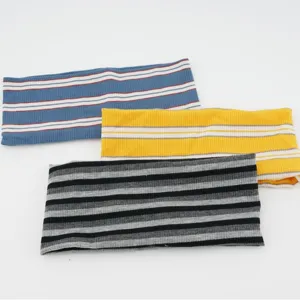 Set of 3 striped stretchy knit athletic headbands for yoga, workout and daily hair styling