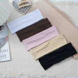 Minimalist Solid Color Elastic Hair Band Sweat Absorbent Sports Headband Soft Knitted Hair Accessory For Women Daily Wear