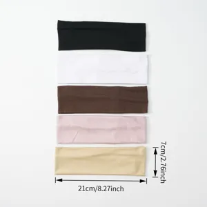 Solid color elastic headband set for women, narrow yoga sports hair band 5 pack.