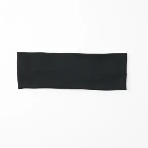 Black stretch fitness headband detail shot, sweat-absorbing yoga hair band fabric.