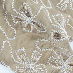 Pañuelo bordado de lentejuelas champán estilo retro corte diadema floral para mujer