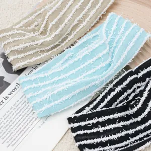 Retro Knitted Headband For Women Wide Stretch Hair Band Vintage Striped Hair Accessories Daily Face Wash Head Band