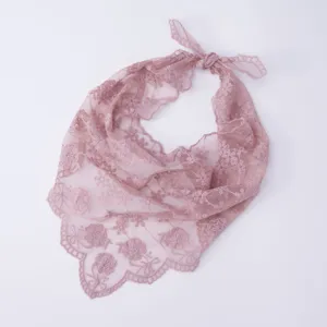 Lace Trim Veil Triangle Scarf Embroidered Hollow Out Neckerchief Shawl Wave Edge Wedding Photography Hair Accessories