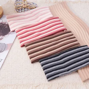 Striped Knitted Wide Headband Sporty Casual Sweatproof Hair Band Elastic Yoga Hair Accessories For Men Women