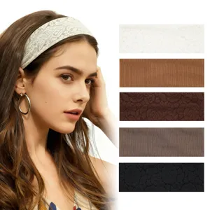Fascia per Capelli in Pizzo Misto Cotone Vintage da Donna Fascia Elastica per Yoga Accessori per Capelli Sport Quotidiano