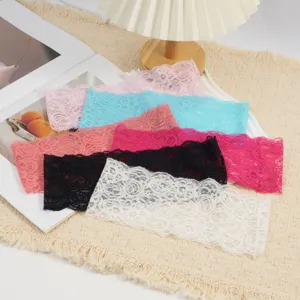 Multicolor elastic lace headbands featuring hollow floral design, soft hair accessories for daily wear.