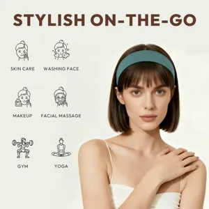 Stylish wide headband for women, elastic knitted hair band for makeup, yoga, and daily wear.