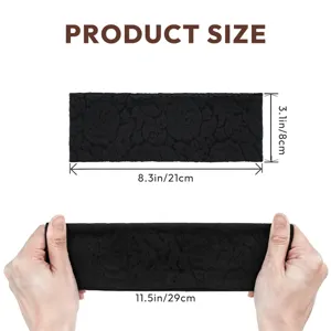 Fascia in pizzo nero yoga retro elastica per capelli 8.3x3.1 pollici misura allungata.