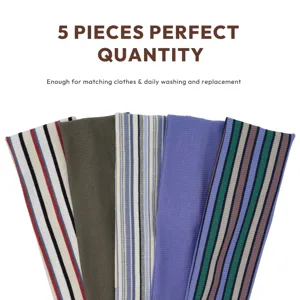 Conjunto de 5 elegantes diademas de punto retro con rayas anchas y colores sólidos.