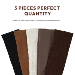 Set 5 fascia per capelli in pizzo tinta unita, fasce elastiche vintage per donna.