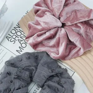 Velvet and textured cloth hair scrunchies set, minimalist lazy style hair accessories for daily wear.