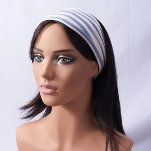 Gestricktes breites Stirnband mit Streifen, elastisches Haaraccessoire für Yoga und Sport.