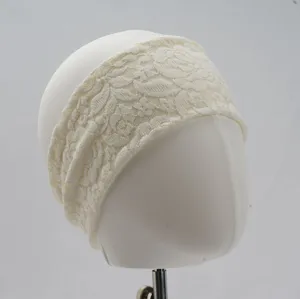 Elegante fascia per capelli in pizzo bianco vintage da donna, accessorio elastico floreale yoga