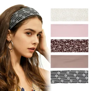 Bandeau Rtro en Dentelle pour Femmes Bandeau de Yoga Élastique Accessoires de Cheveux Tricots pour Sport Quotidien et Loisirs