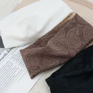 Retro Paisley Knitted Headband Wide Elastic Hair Band Vintage Lace Hair Accessories For Women Daily Fashion Hair Styling