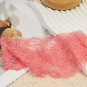 Pink lace trim headband hollow floral hair accessory aesthetic detail close-up soft fabric