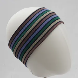Diadema ancha de punto vintage con rayas coloridas, accesorio para el cabello muy elástico.