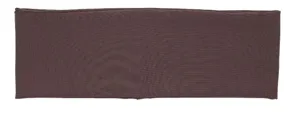 Detail view of the solid dark brown knit headband fabric texture, soft and elastic for daily wear.