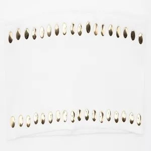 Minimalist wide knit headband with metallic studs, elastic fabric for women's hair styling.